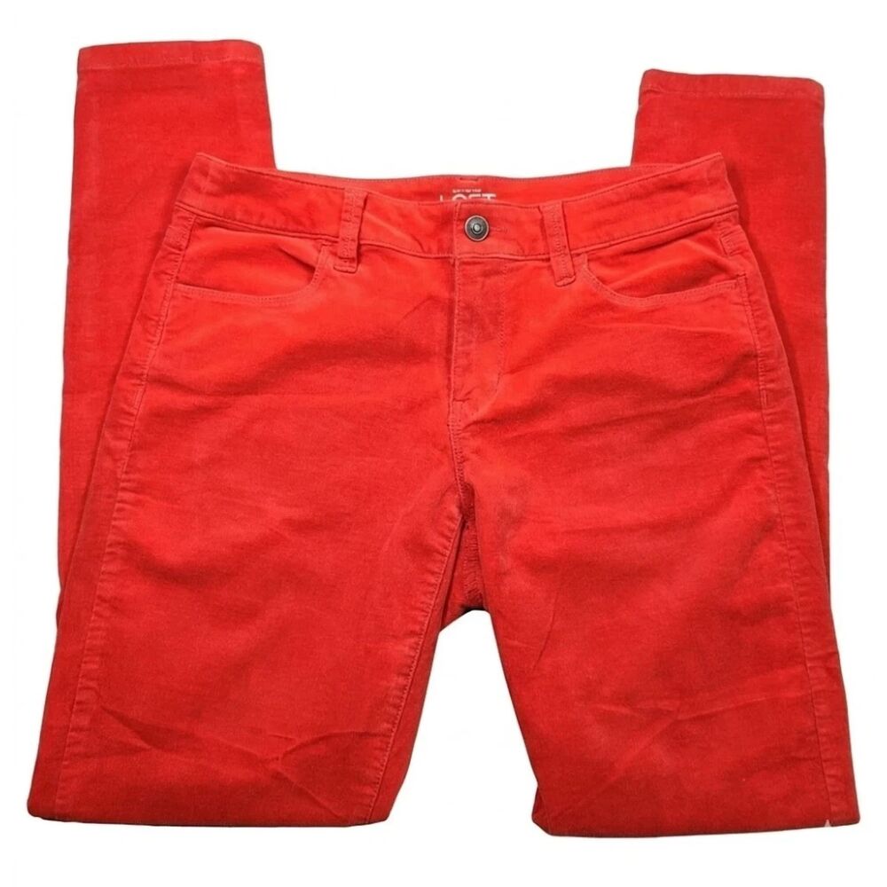 Ann Taylor LOFT Pants Orange Velvety Size 27/4 Curvy Super Skinny Stretch Cotton